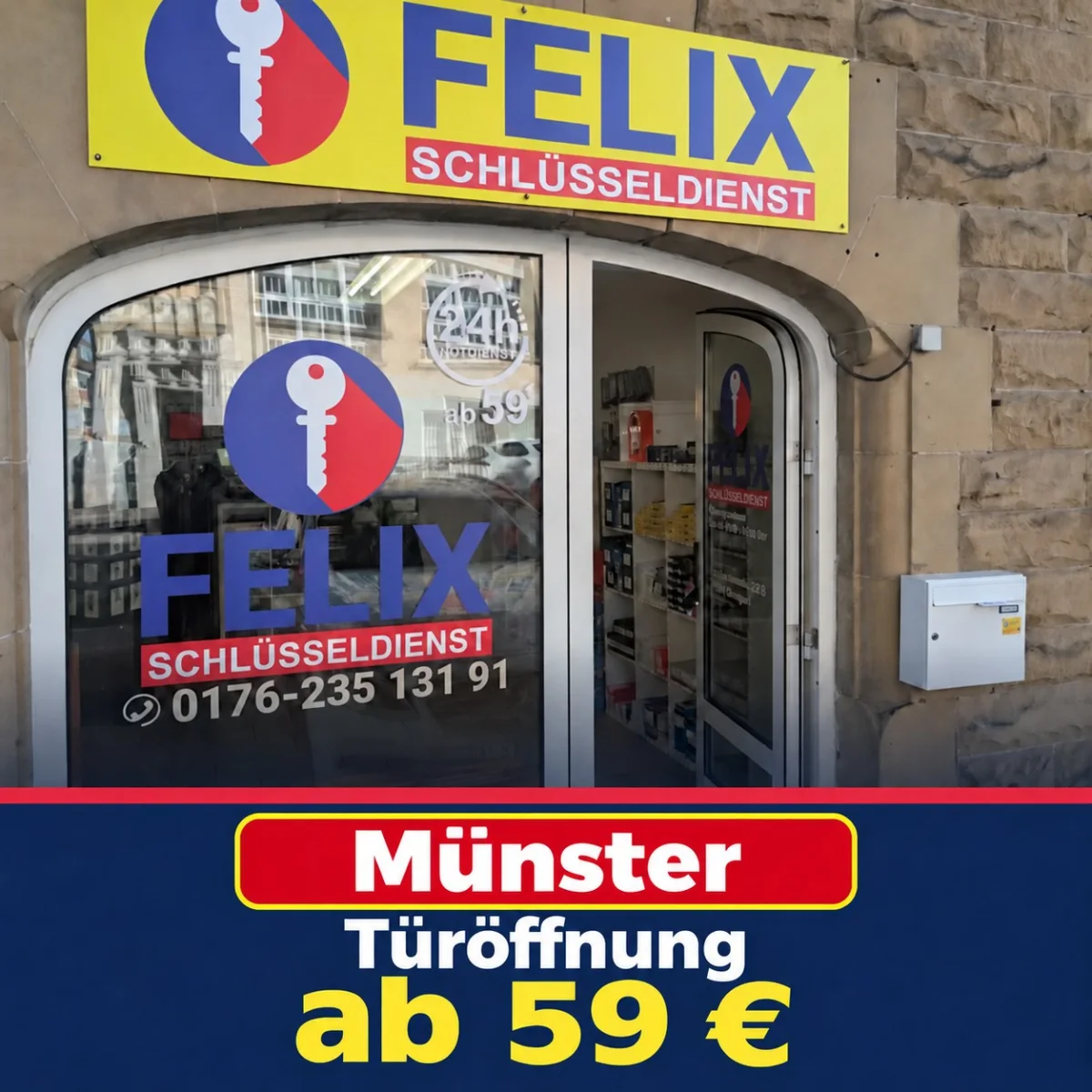 FELIX Schlüsseldienst Münster – Türöffnung ab 59 €